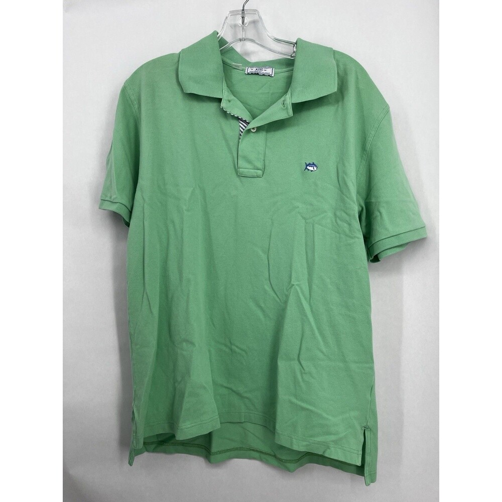 Southern Tide Mens Skipjack Polo Shirt Green Short Sleeve Cotton Blend Size Med